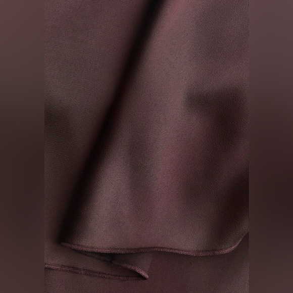 H&M Brown Ponte Dress Knit Top Layered Satin Frills  Size L NWT - Picture 4 of 5